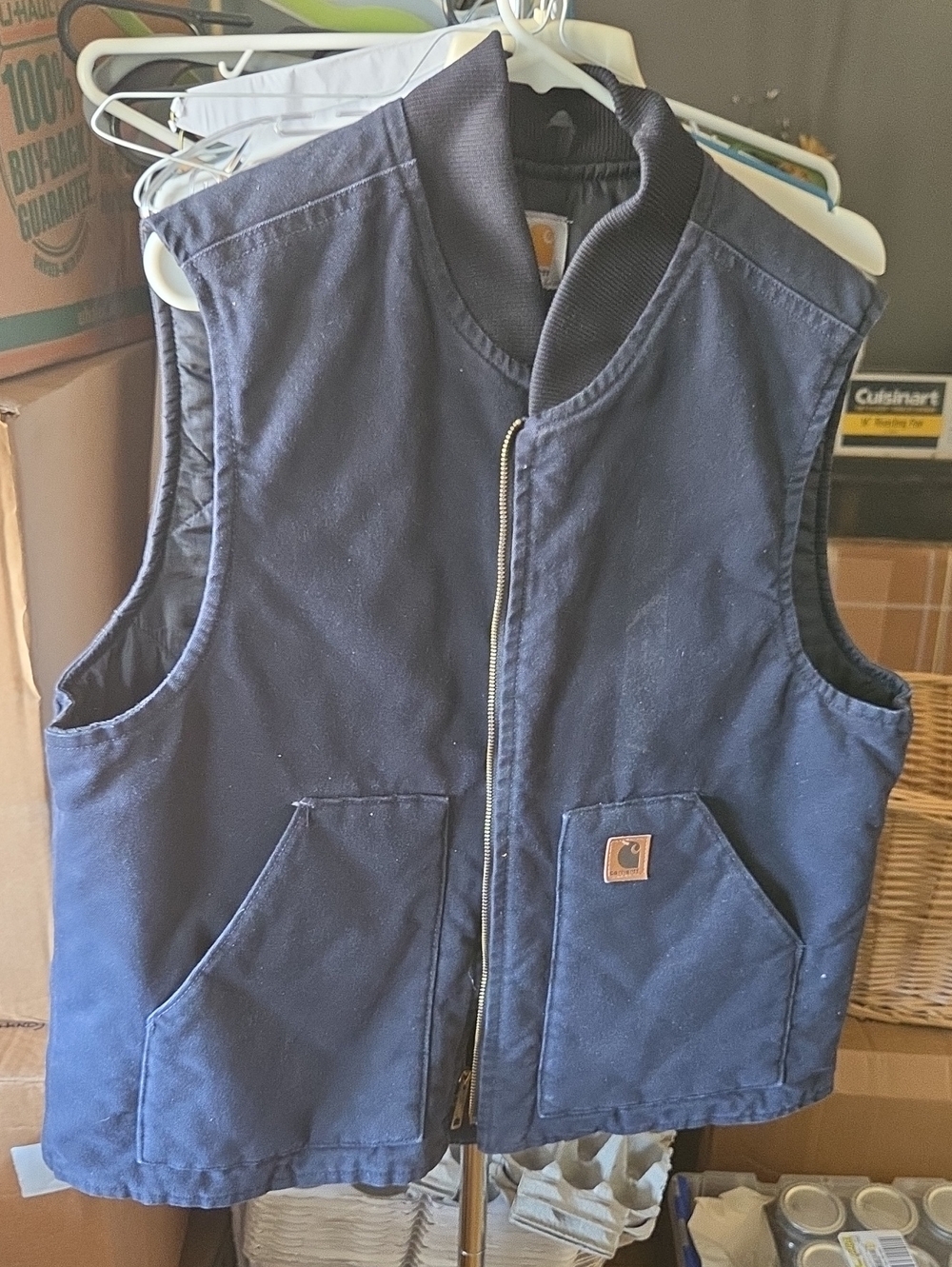 Carhartt Navy Work Vest with Front Zipper
